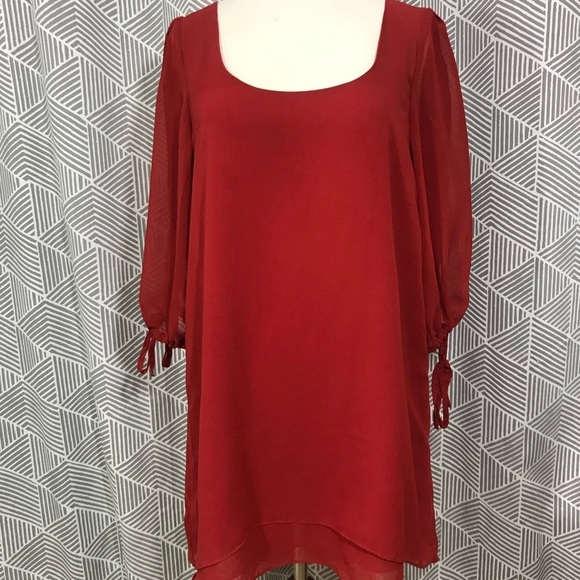 Forever 21 Dresses & Skirts - Red Scoop Neck Bell Sleeve Dress